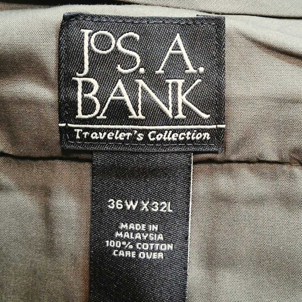 Jos. A. Bank Traveler's Collection Mens 36x32 Olive Green Cotton Chino Pants